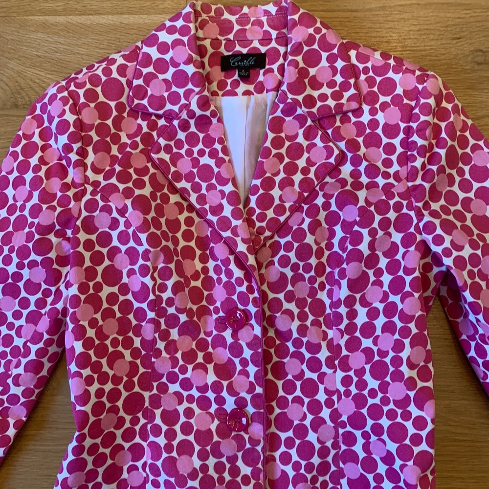 Polka Dot Fitted Suit Blazer
